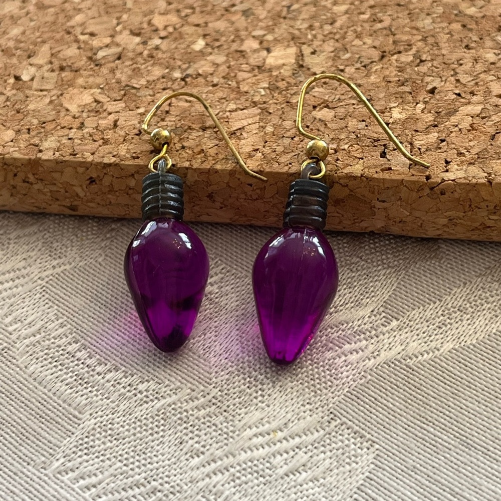 Purple Christmas Light Drop Earrings